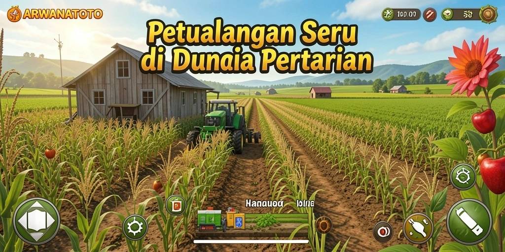 Screenshot gameplay ARWANATOTO dengan suasana ladang yang cerah.