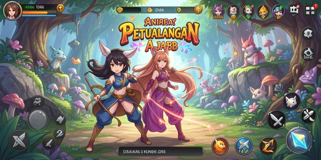 Tangkapan layar dari gameplay ID66 yang menampilkan karakter Anime dan petualangan.