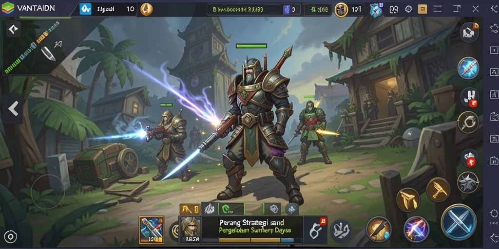 Screenshot menampilkan aksi epik dalam VANTAIDN dengan pertempuran strategis.