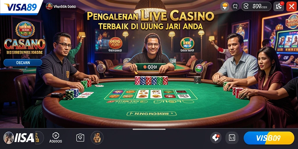 Tampilan screenshot utama VISA89 menampilkan gameplay Live Casino yang interaktif.